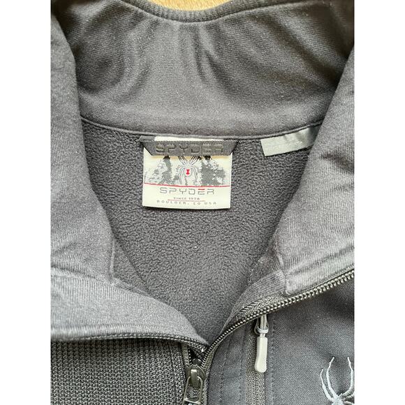 Spyder Black‎ Quarter Zip Sweater Jacket Knit Fleece Men’s Size Medium - Picture 3 of 6